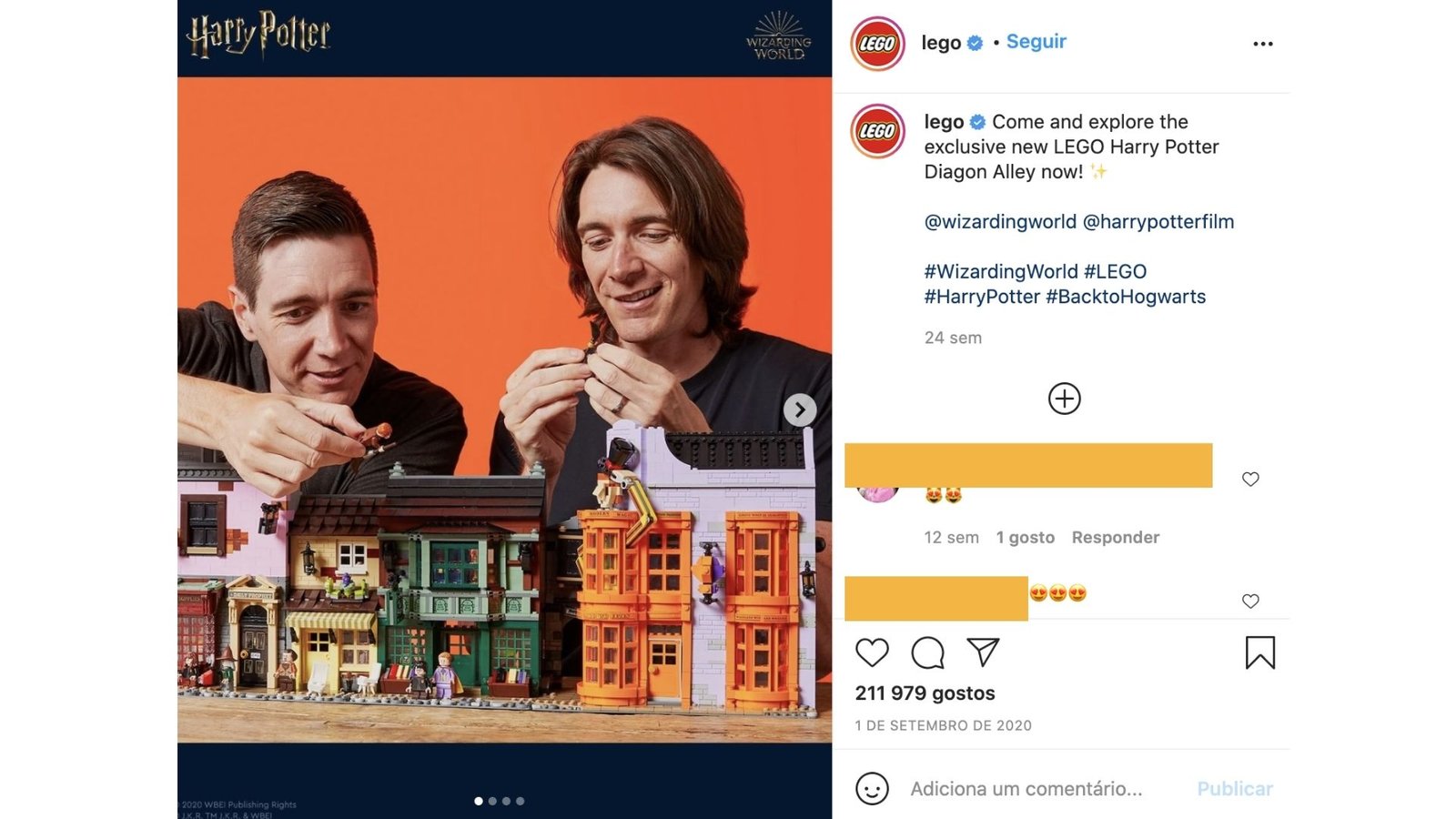 Publicação do instagram da lego